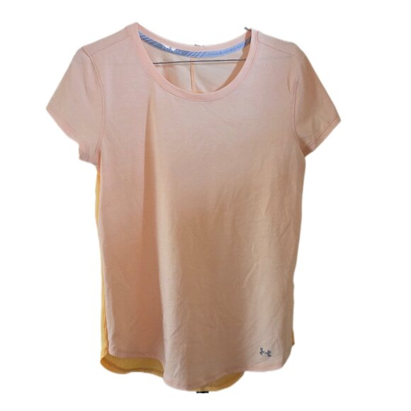 Under Armour Two Tone Yellow Run Short Sleeve Athletic Top - Picture 1 of 2
